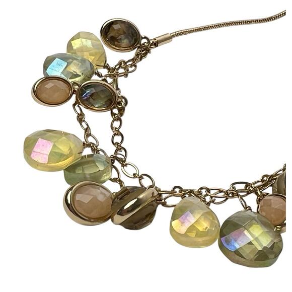 Anne Klein Bracelet Iridescent Color Beads Golden Snake Chain Slider Adjustable - Picture 4 of 10